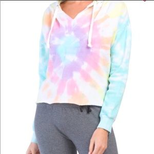 Ocean Drive Beach Bum Boxy Crop Hoodie | Tie Dye | Medium